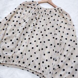 Grable Flocked Dot Pattern Sheer Blouse